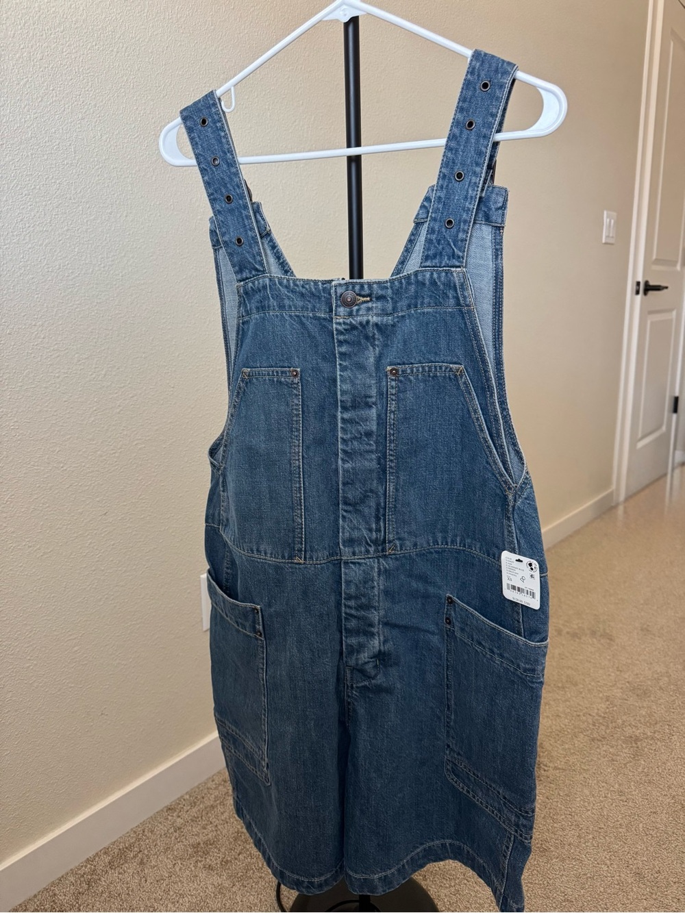 We The Free Blue Denim Shorts Overalls